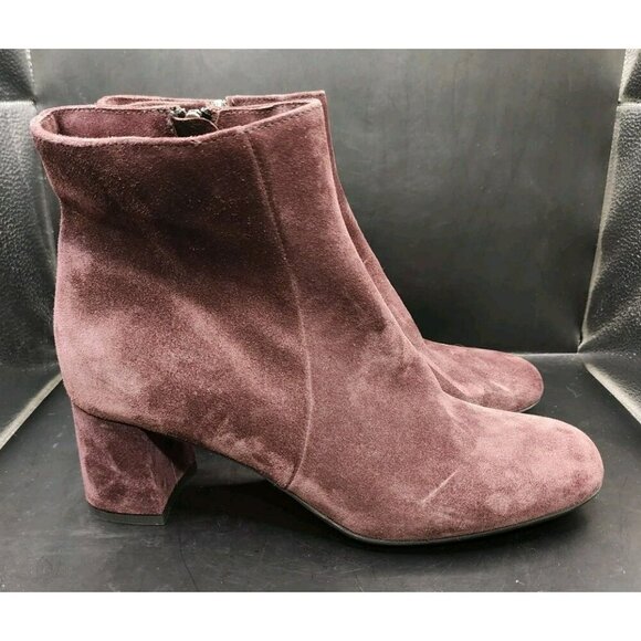 LA CANADIENNE Women's 9M JoJo Ankle Boots Suede Bordo Maroon Burgundy $525 - Picture 3 of 10